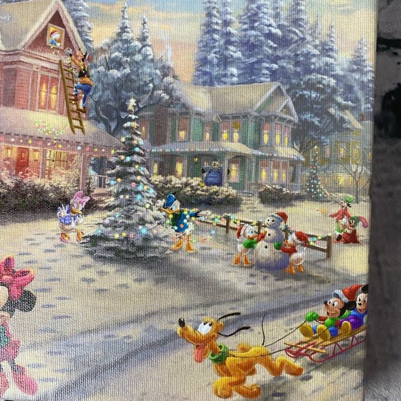 Disney Parks Thomas Kinkade Canvas Christmas Art Signed Dirk Wunderlich 8 x 10 - Picture 3 of 6